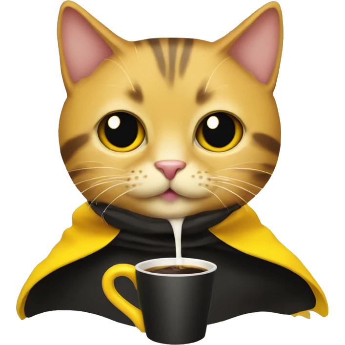 Cat drink to  coffee,  black and yellow cape emoji