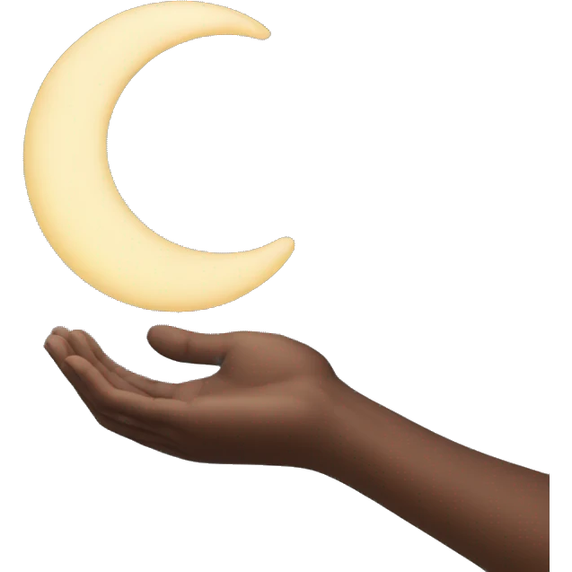 Hand while holding a moon emoji