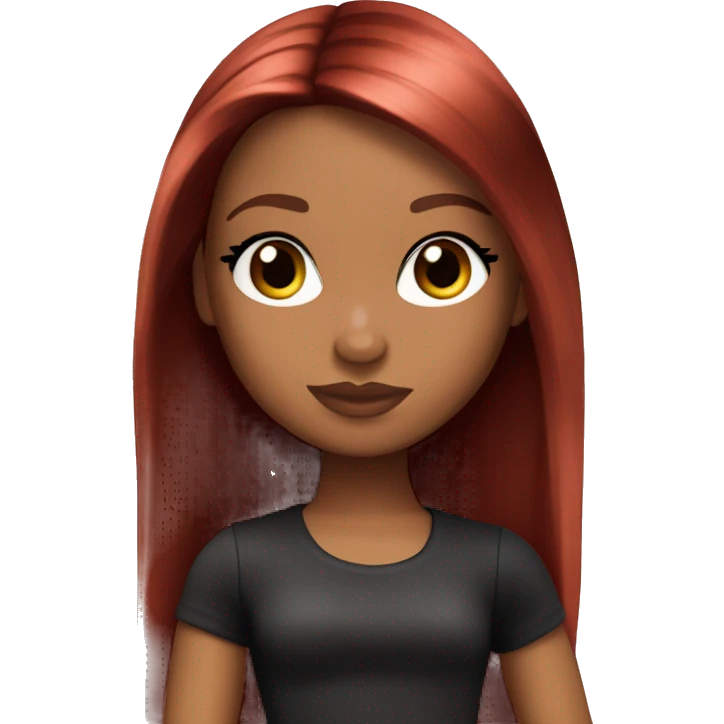 Tan Bratz doll with super long lashes dark straight red hair emoji