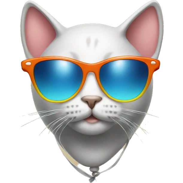 Cat with sunglasses and balloons  emoji