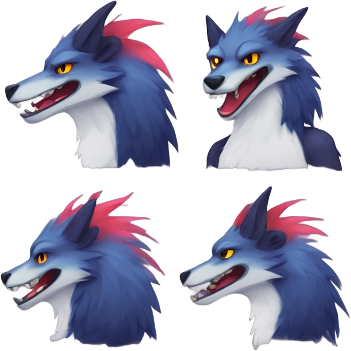 Colorful cute edgy badass anthropomorphic sergal furry  emoji