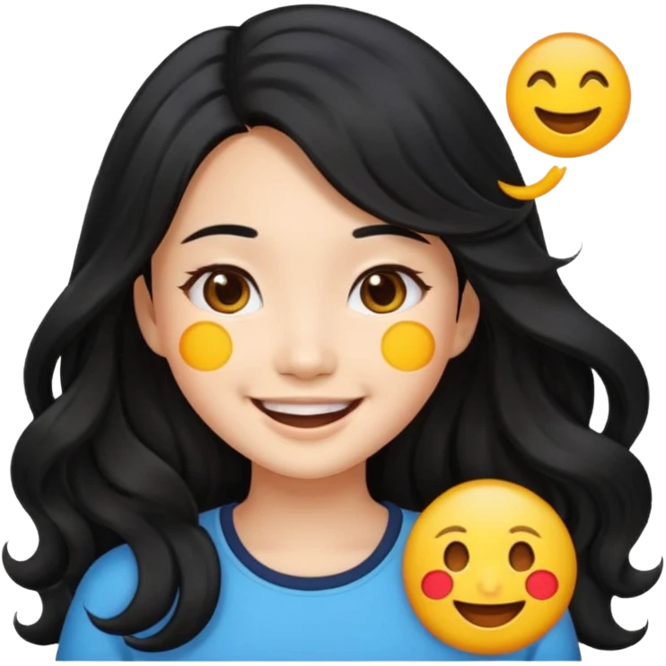 Asian girl with long wavy hair emoji emoji