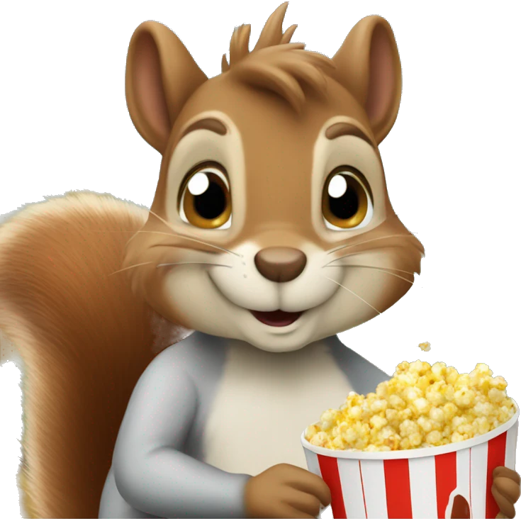 I want a picture of a squirrel squirrel eating popcorn Mr squirrel emoji