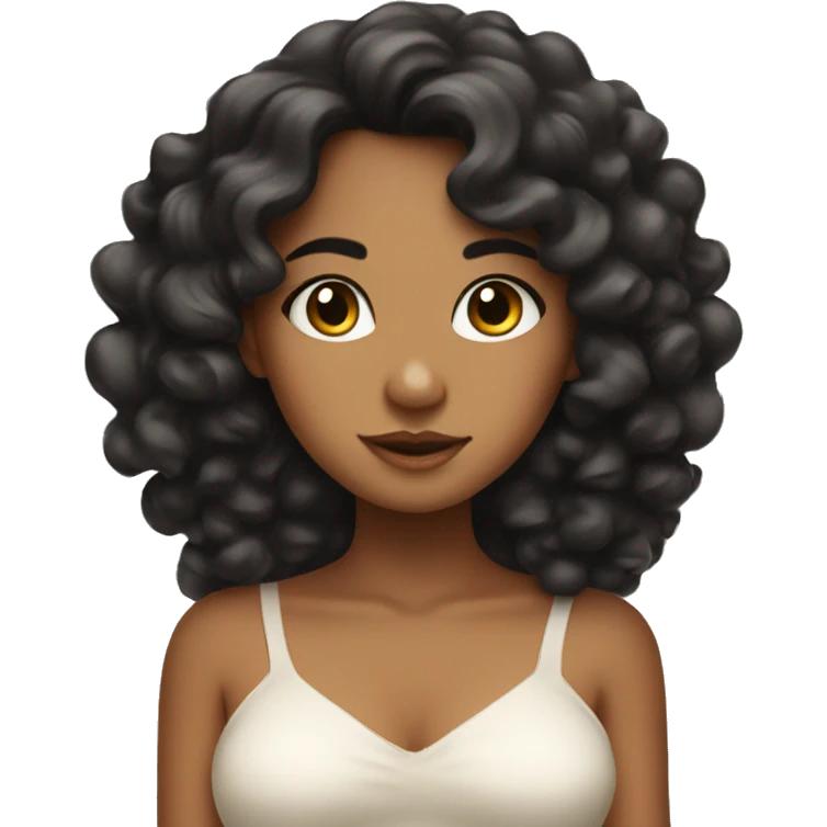 tan angel girl with black curls, pretty, wings emoji