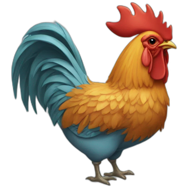 rooster in sharkhead onesie emoji