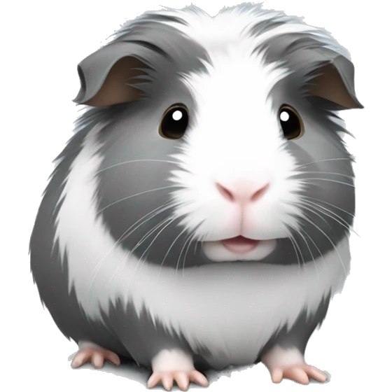 Fuzzy Grey Guinea pig with white patches  emoji