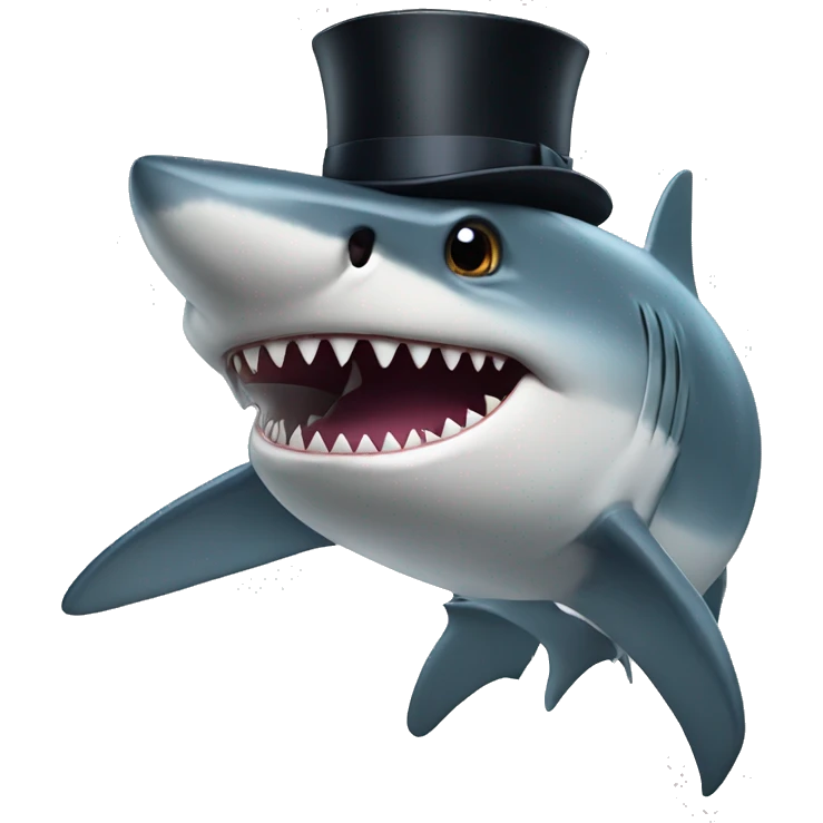 Shark with a top hat emoji