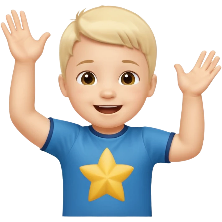 A toddler with a tiny jersey shirt, clapping with adorable enthusiasm jumping emoji