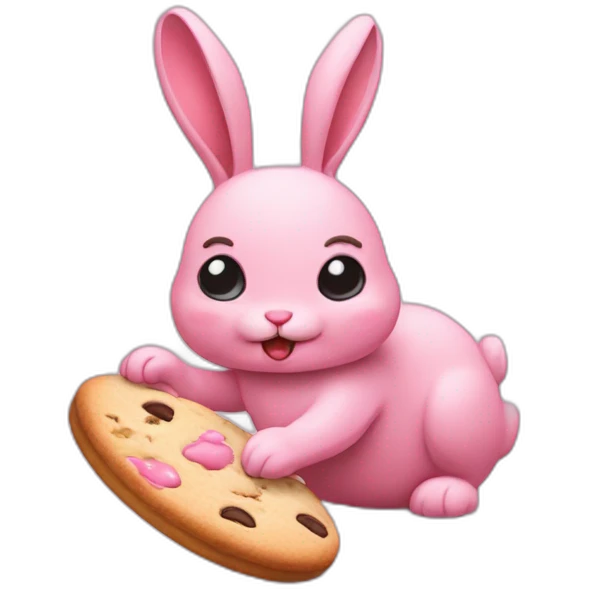 Pink Bunny eatting a Cookie emoji