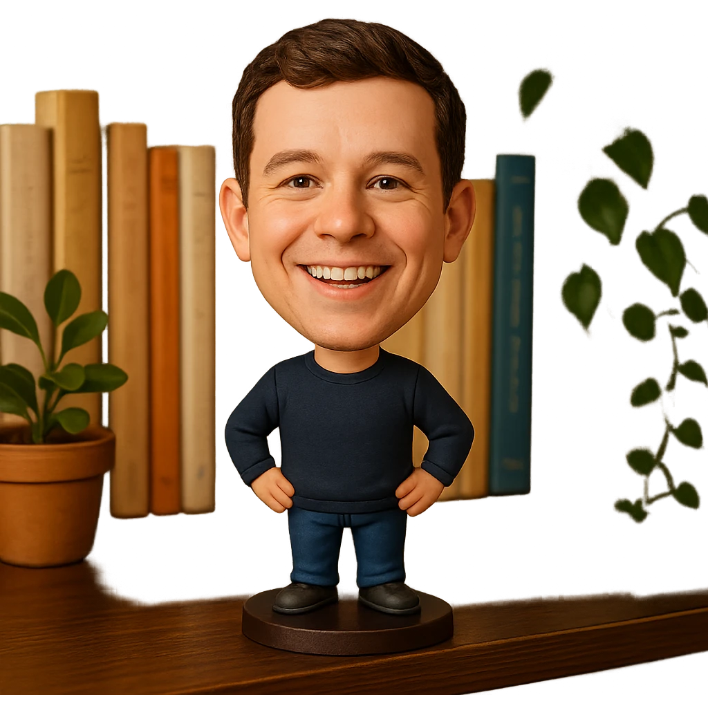 cheerful bobblehead style character emoji