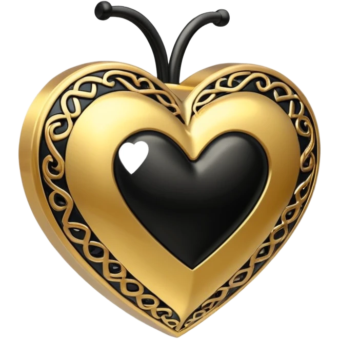 Gold heart with black details  emoji