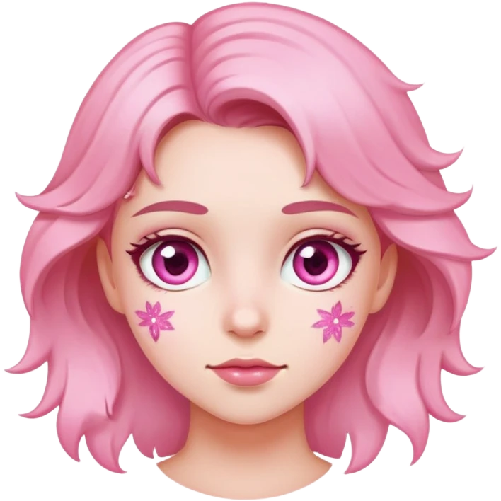 Girl with pink flake emoji