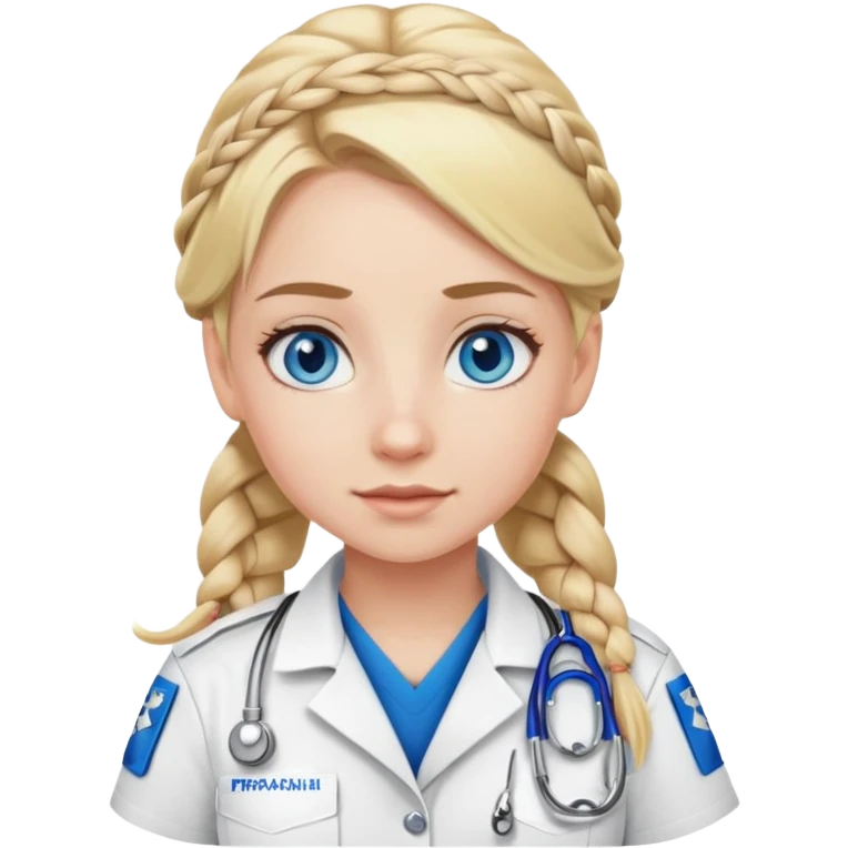 Paramedic girl with blonde hair braid and blue eyes emoji