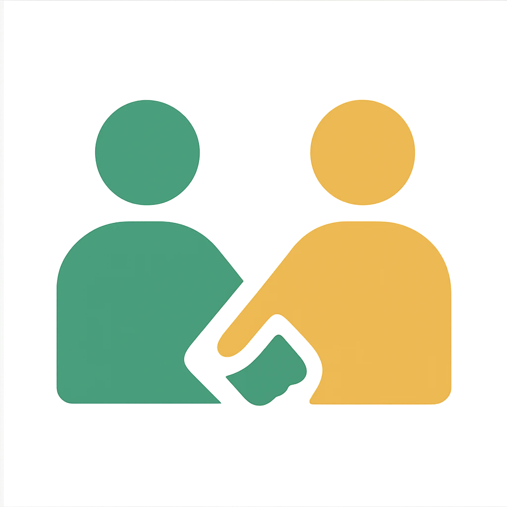 partnership icon, minimalistic, green gold and white color scheme, clean lines, no background emoji