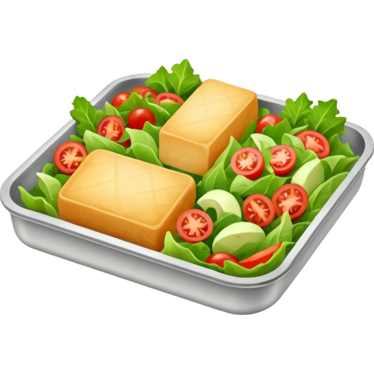 rectangle tray meal with  salad emoji