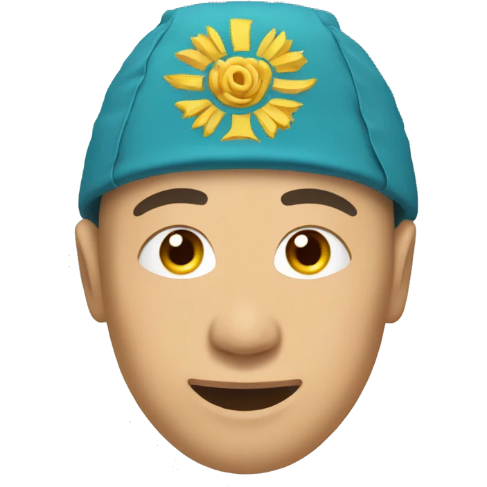 smiling mongol in a headgear kazakhstan emoji