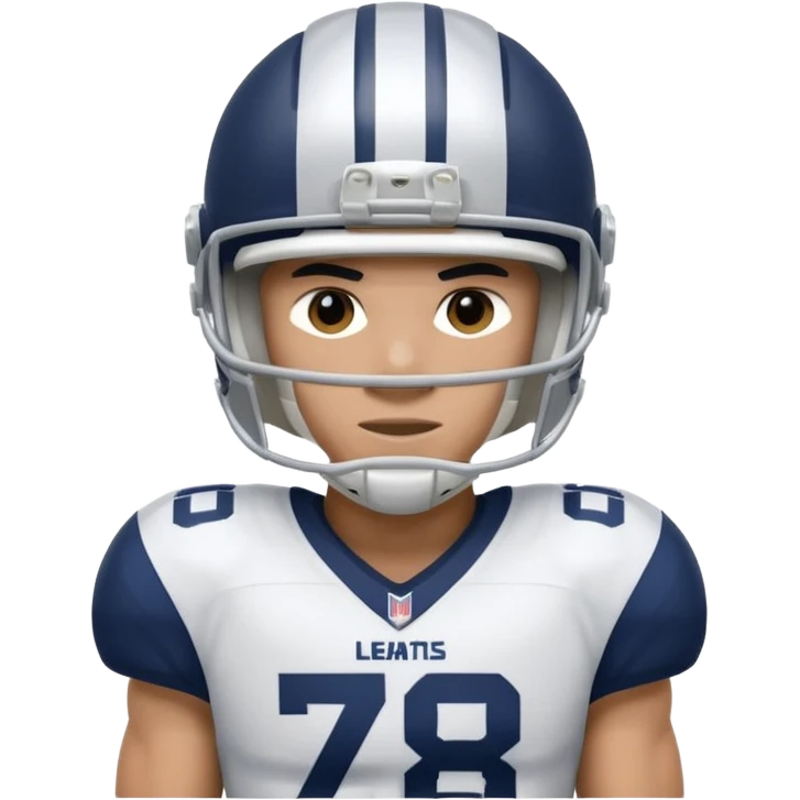 football player wearing white, silver, navy blue colors, and helmet should say "784" emoji