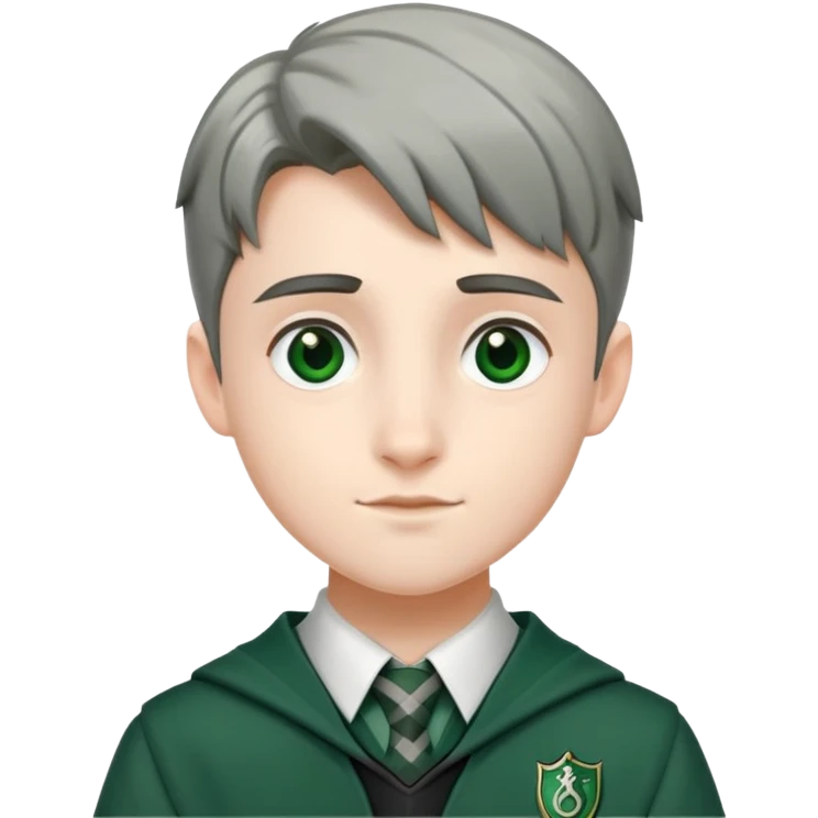 Student wearing Hogwarts Slytherin uniform with green and silver colors emoji