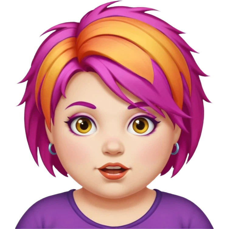 Make a gay fat girl with crazy colored hair emoji