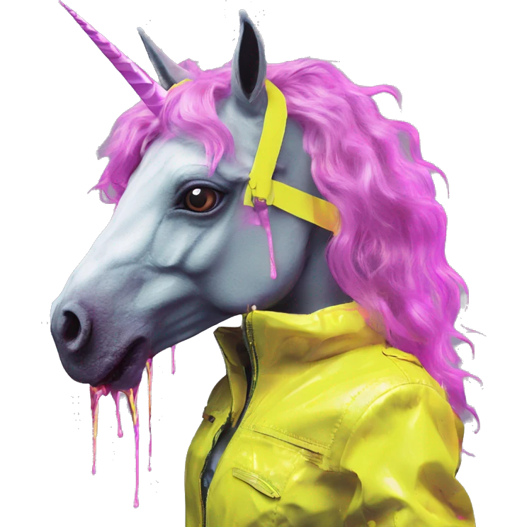 .Zombie_ Vaporwave black holographic oilslick zombie unicorn smoking yellow caution tape  emoji