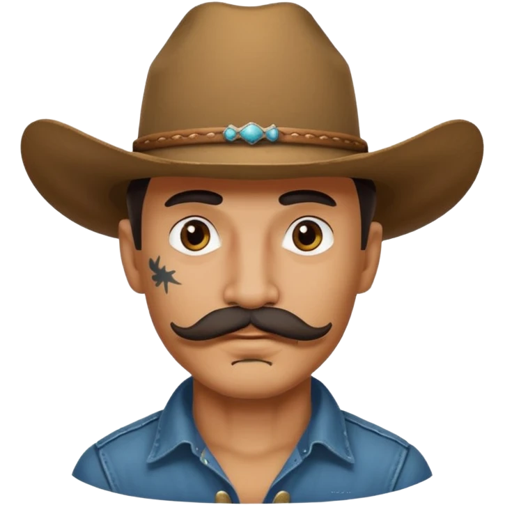 mustached cowboys with tattoos on face emoji