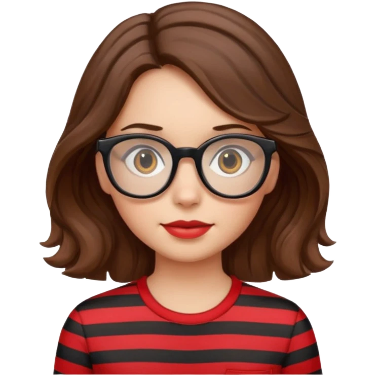 niña con pelo ondulado con una polera de tiras rojas y lentes negros  emoji