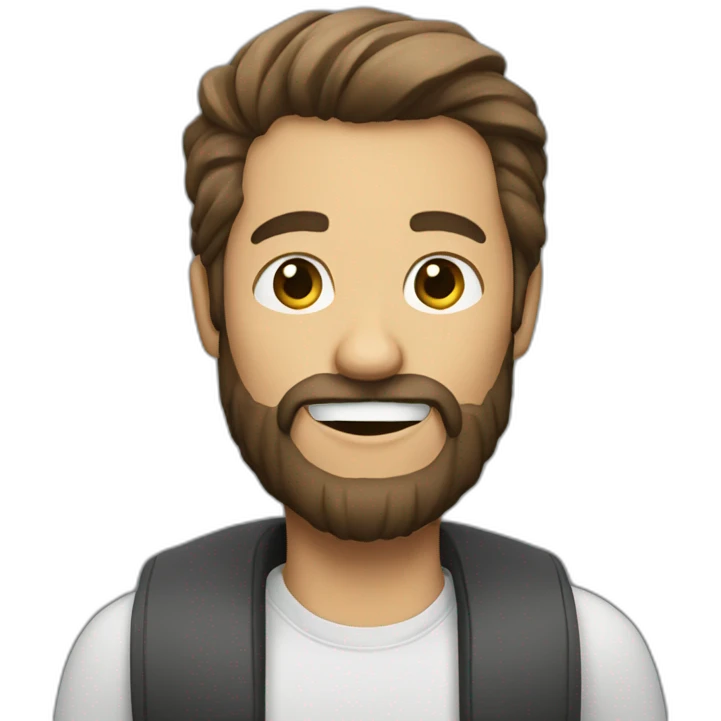 A bold bearded man waving hand emoji