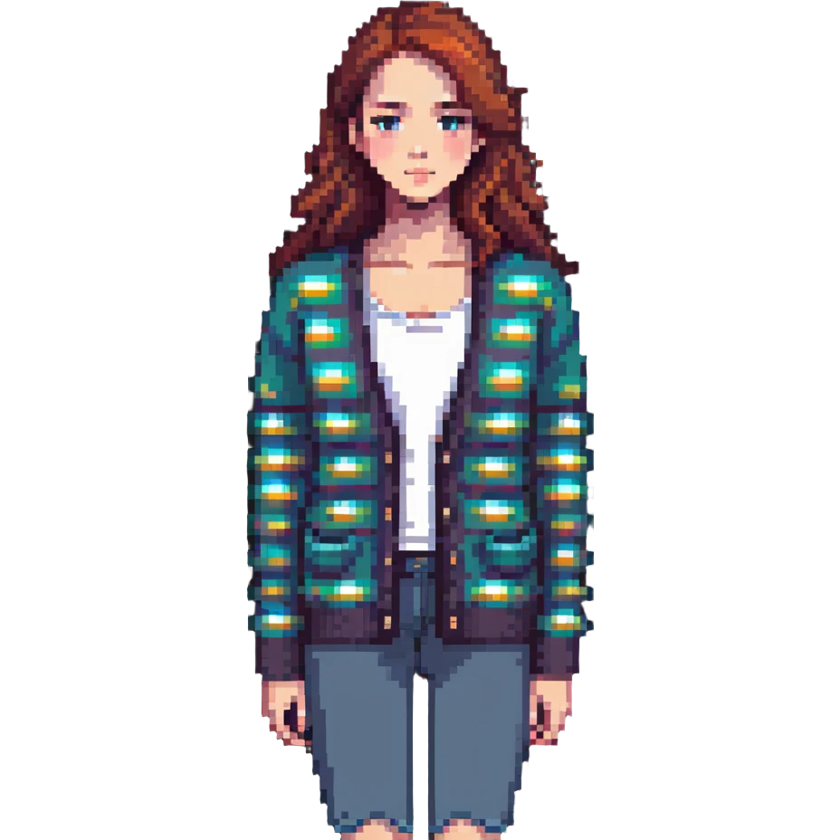 gray woman knit cardigan, simple pose emoji