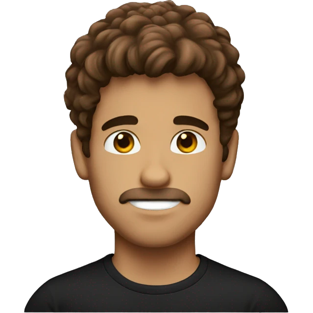 Guy fluffy brown hair with black t shirt emoji