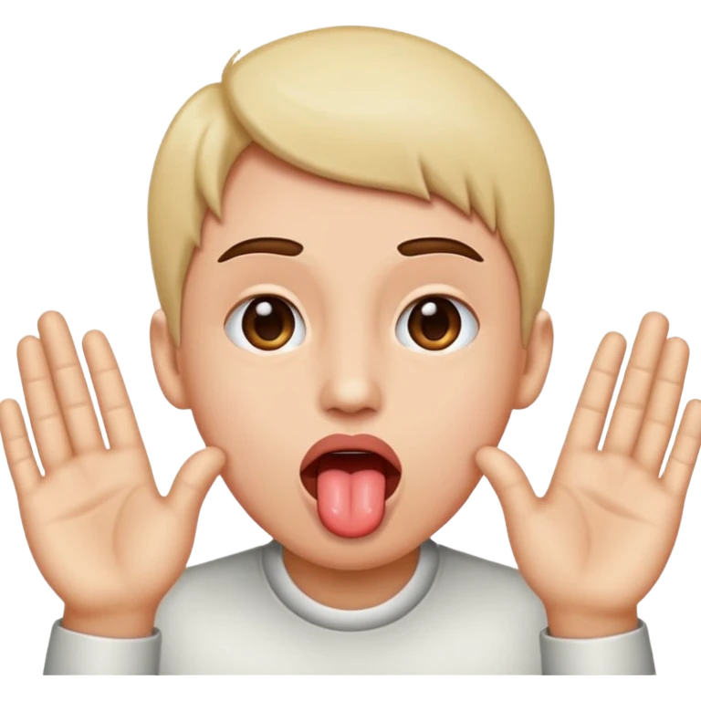 Tongue out with hands out to the sides of face emoji