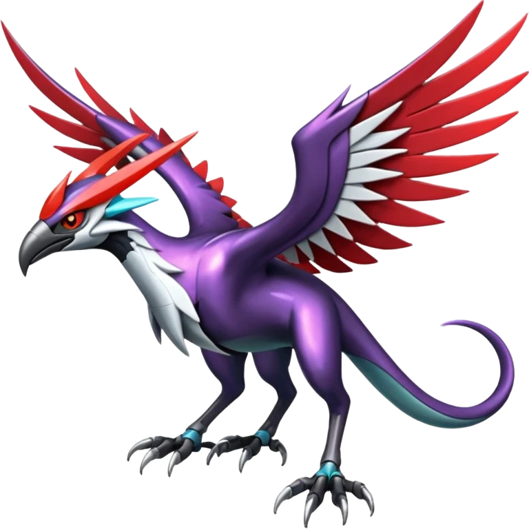 Futuristic Modern Shiny Metallic Alloy Cyber-Nargacuga-Noivern-Skarmory-fusion (full body) emoji