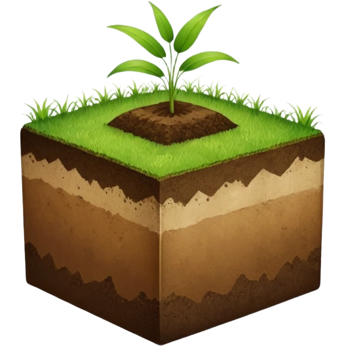 A slice of land. grass on top, dirt on the lower half. in the shape of a half-cube.  emoji