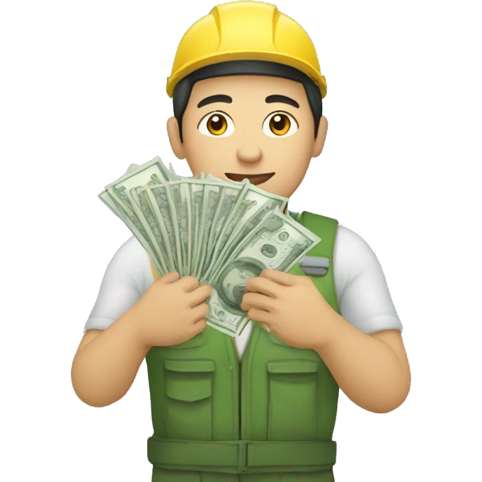 kazakh worker with money in hands emoji