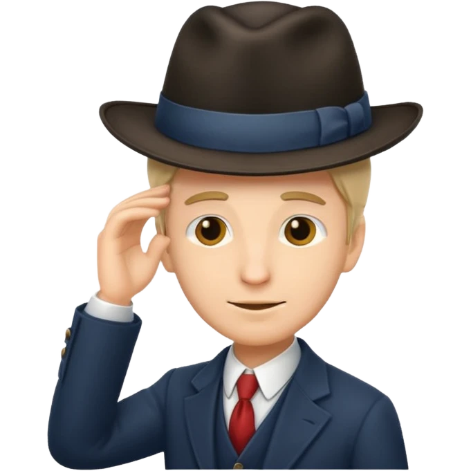 A gentleman tilting his hat downward emoji