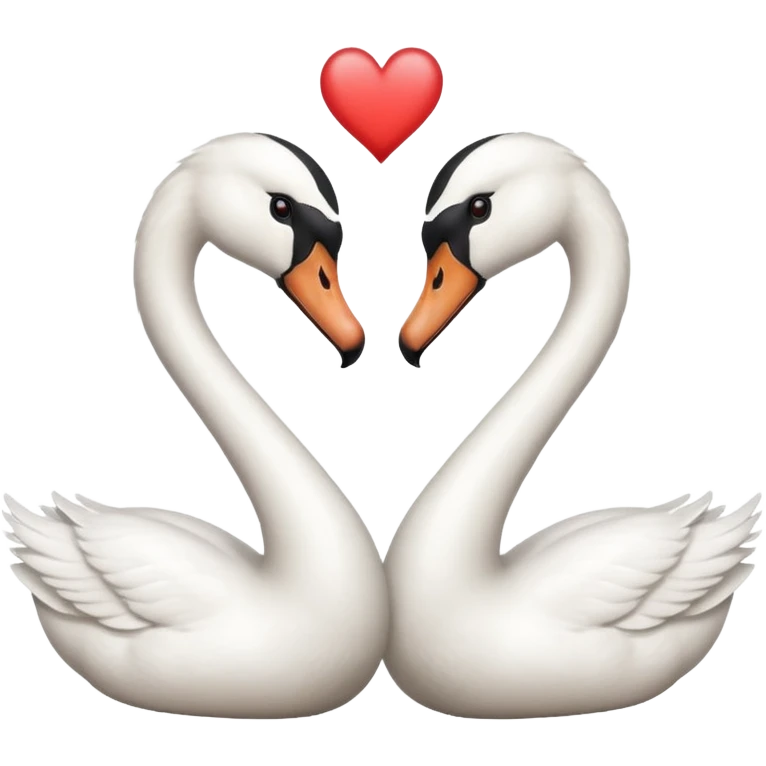 Two swans facing each other head to head, making heart shape emoji