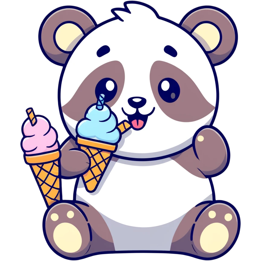 Panda eating ice cream emoji