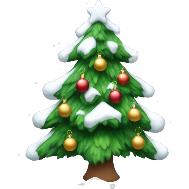 christmas tree with snow and ornaments  emoji