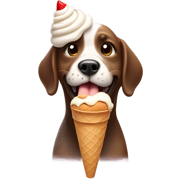 Dog eating ice cream cone emoji