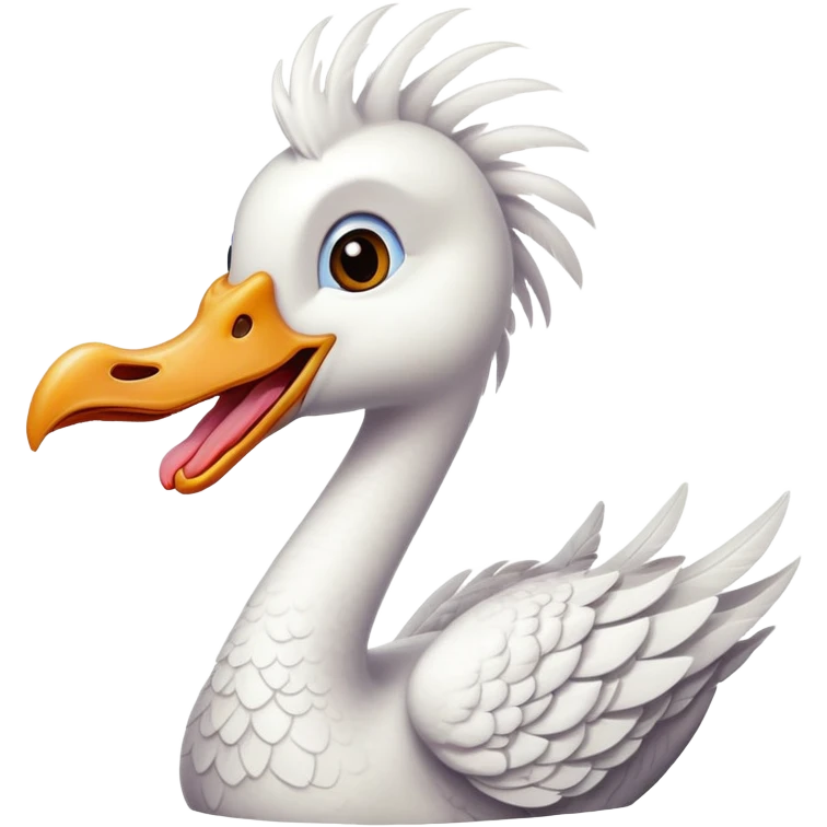 White goose dragon with tongue sticking out emoji