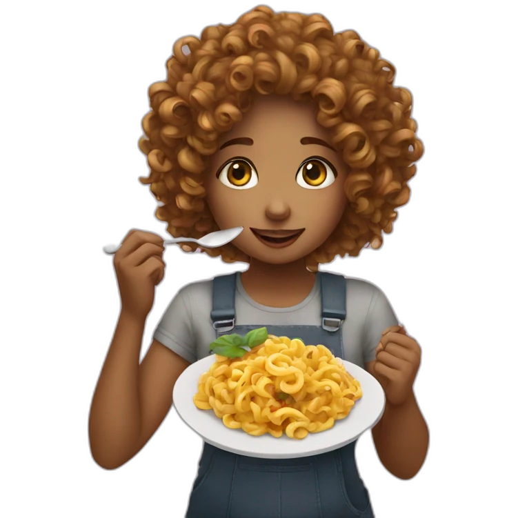 Curly girl eating shaverma emoji