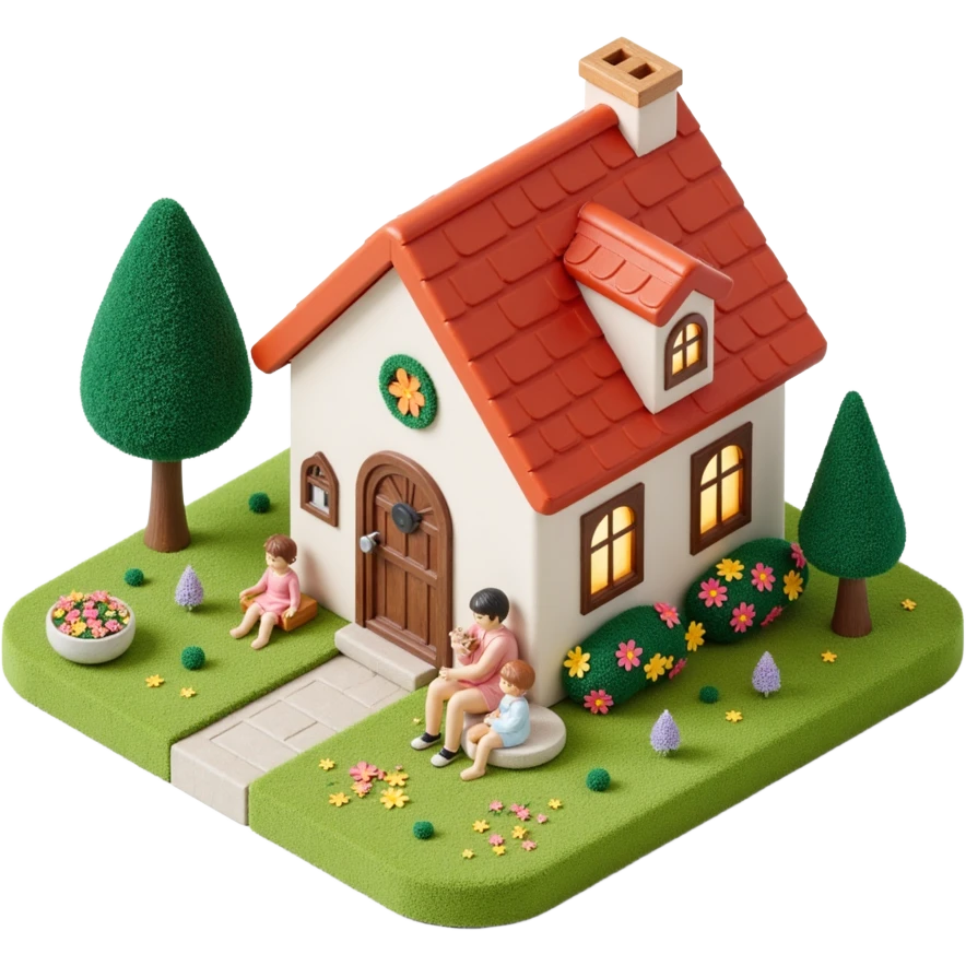 house with a family and pet emoji