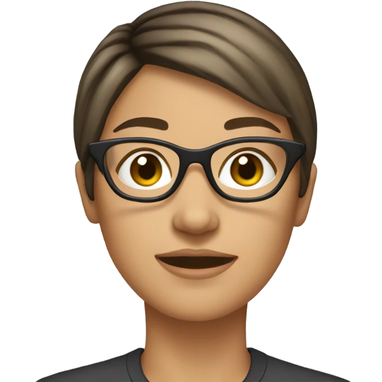 brunnete girl with short hair wearing glasses emoji