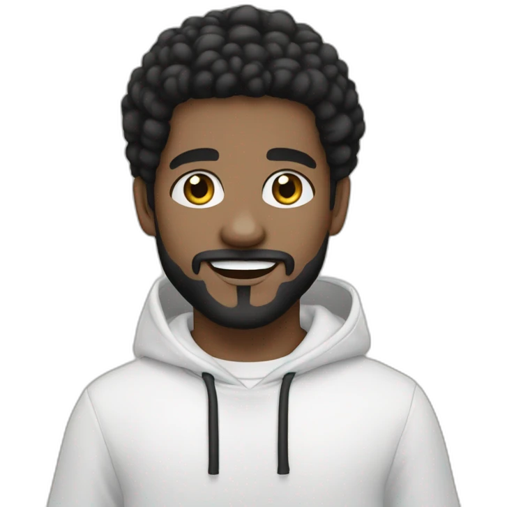 young-rapper-with hoop-white skin-black hair-beard-bichon dog-white-smile emoji