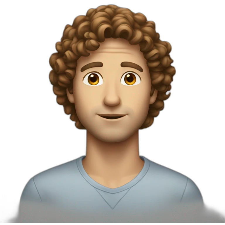 a white man with brown curly hair emoji