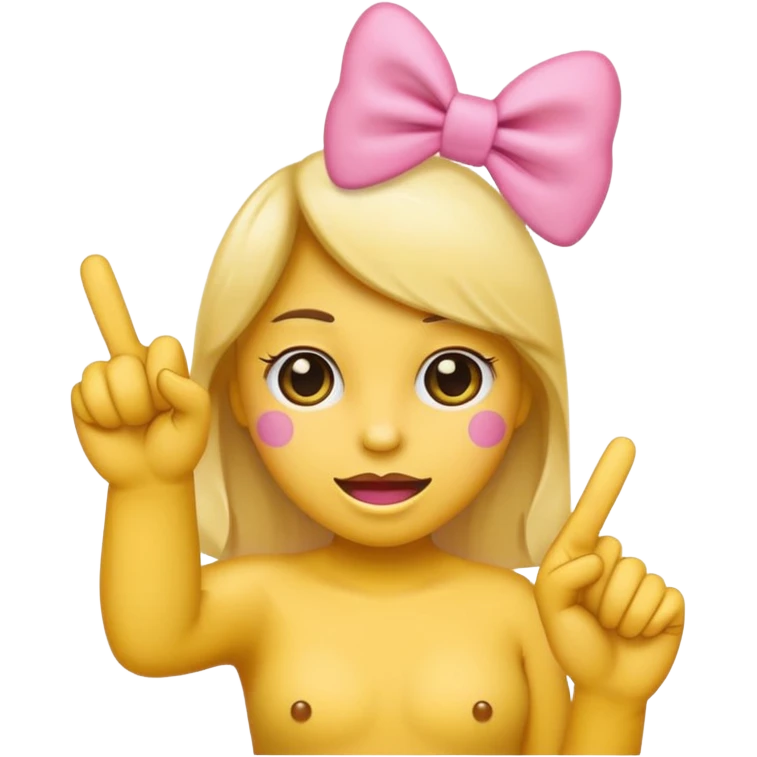 A emoji with a pink bow and the middle finger up emoji
