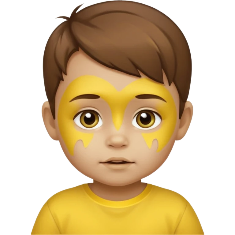 brown hair baby with yellow face paint and yellow shirt emoji