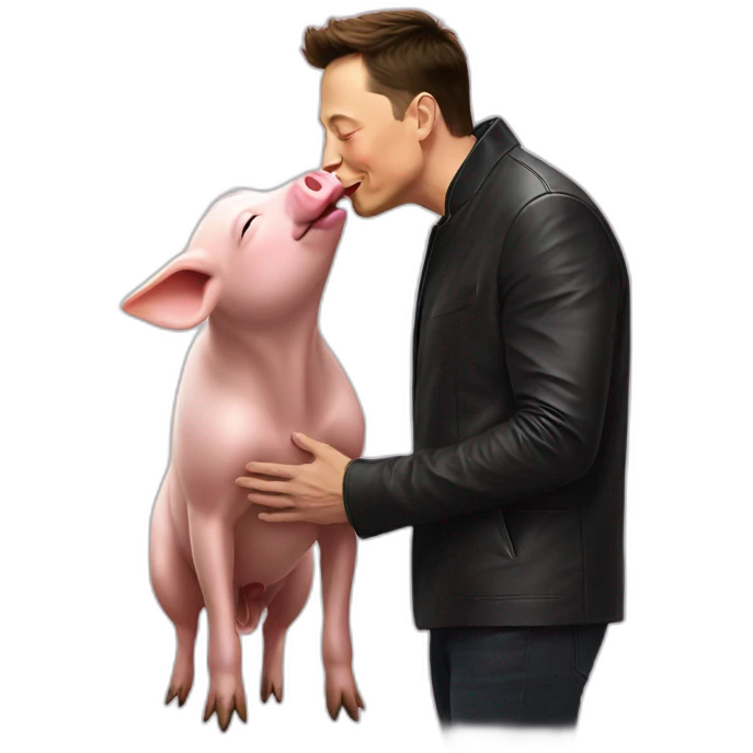 elon musk kissing a pig emoji