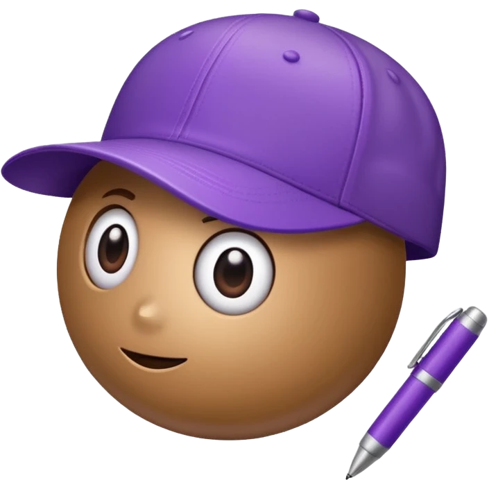 A plastic brown ball cap and the long rectangle purple. (With a pen) And looks like a BFDI style emoji