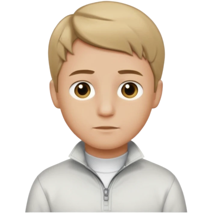 boy with dark blonde hair middle part with a quarter zip and a ' overhemd' underneath emoji