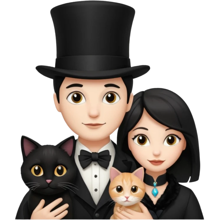 magician couple and their pet cat emoji